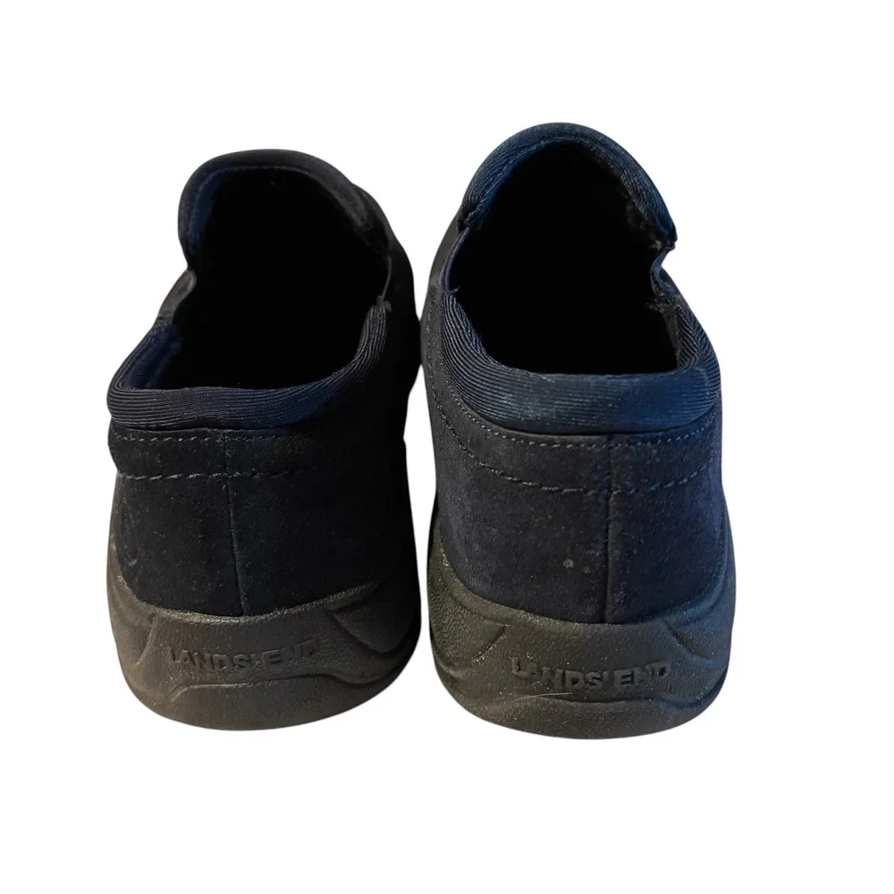 Lands End Womens Navy Blue Suede All Weather Slip On Loafers Shoes 7D 444684